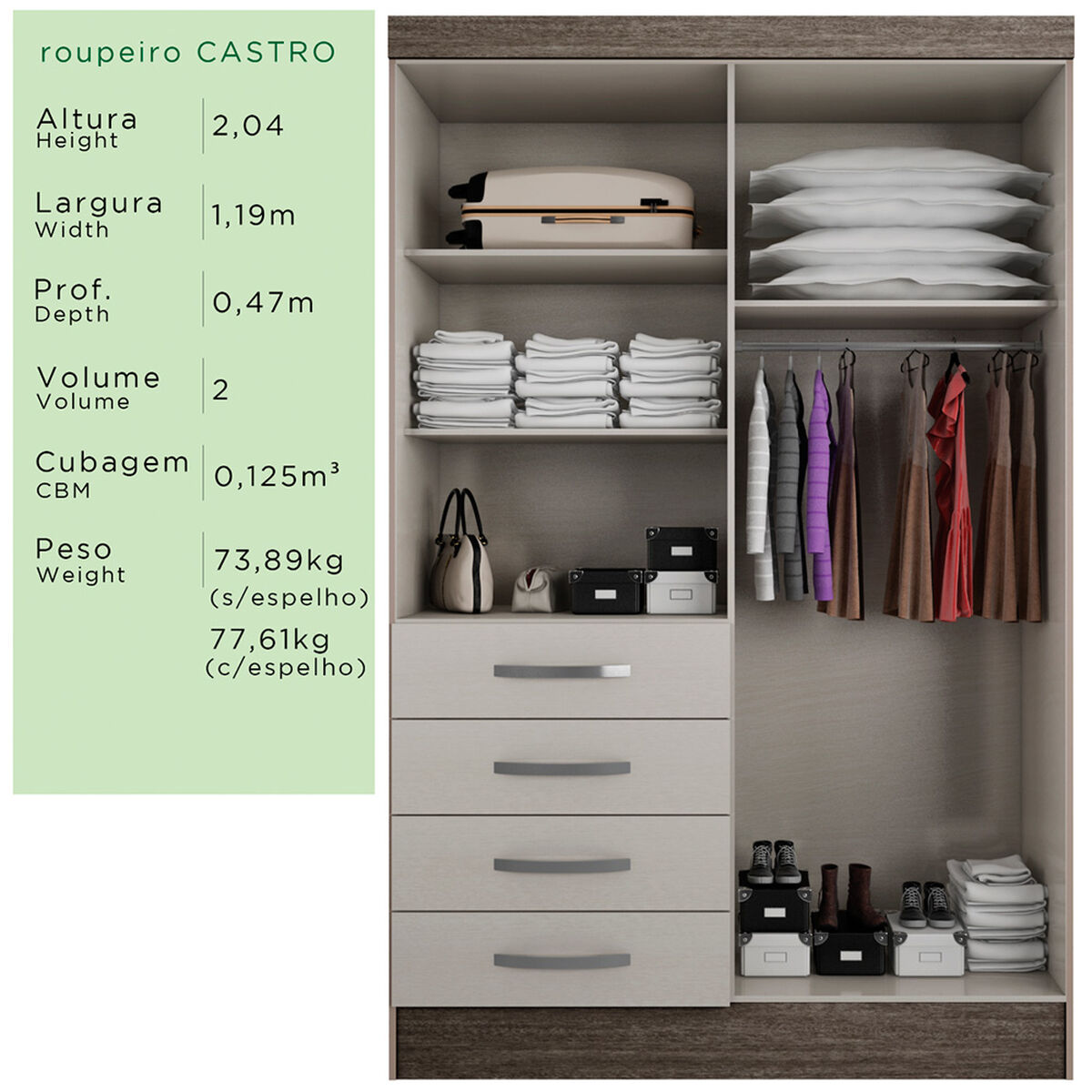 Closét 4 Cajones 4 Puertas Roch M-325