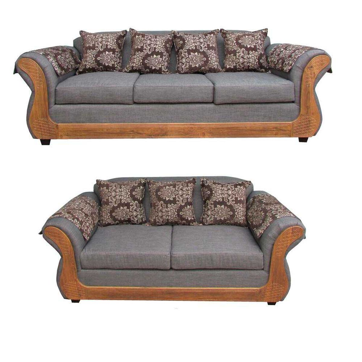 Juego de Living Almore Irlanda Sof&aacute; 3 Cuerpos + Sof&aacute; 2 Cuerpos Gris