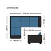 Sofá Seccional Izquierdo Living Factory Capricho Chaise Longue + Sofá 3 Cuerpos Negro Azul Petróleo
