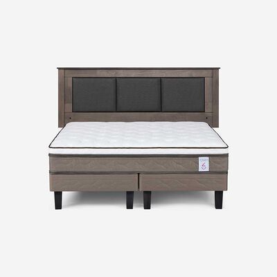 Imagen 1 del producto Cama Europea Rosen Base Dividida 2 Plazas New style 6 + Respaldo Rachel Gris