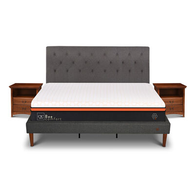 CIC Cama Europea Curve CIC King Bee Comfort + Respaldo + 2 Veladores