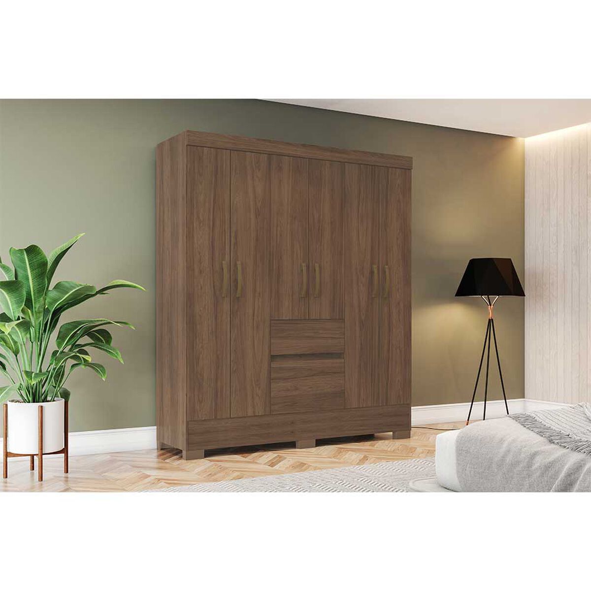 Clóset Home Mobili Mata 6 Puertas 2 Cajones Café