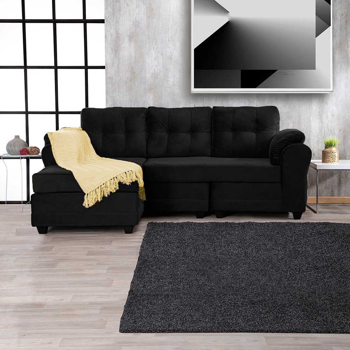 Sofá Seccional Muebles MPR Queen 3 Negro