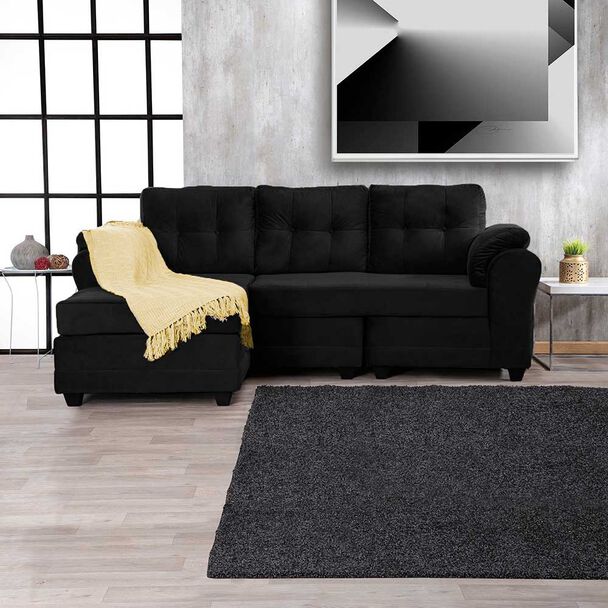 Sofá Seccional Muebles MPR Queen 3 Negro