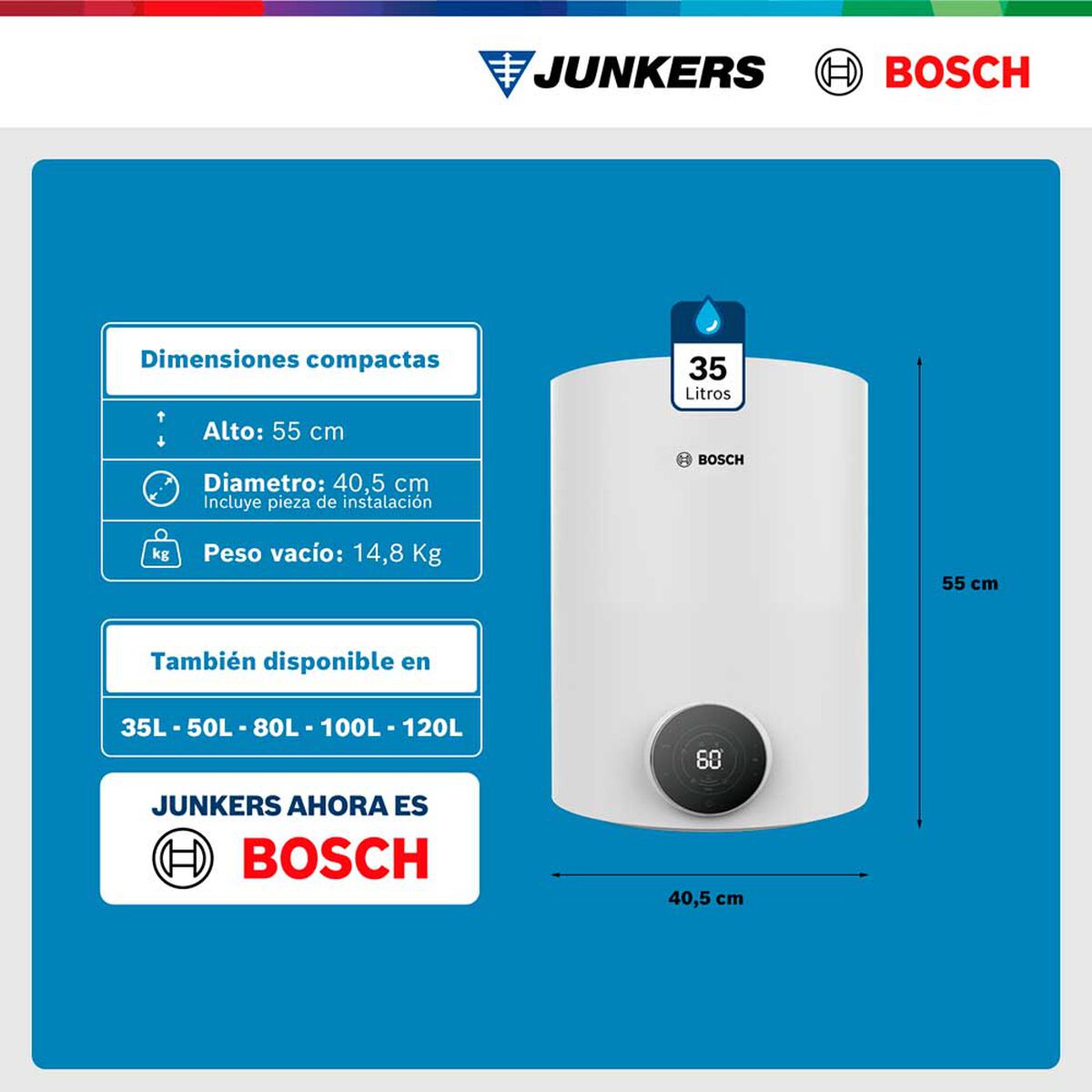 Termo El&eacute;ctrico Bosch Tr4000T 35 lts. Blanco