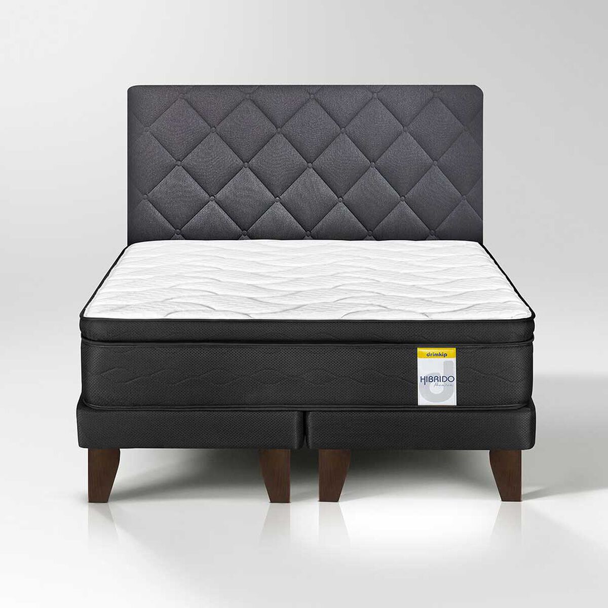 Cama Europea Drimkip 2 Plazas Hibrido Premium Base Dividida + Respaldo
