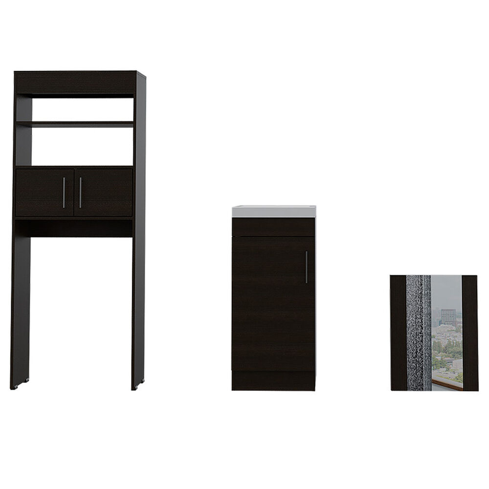 TUHOME Set Muebles Auxiliar + Lavamanos + Espejo Flotante