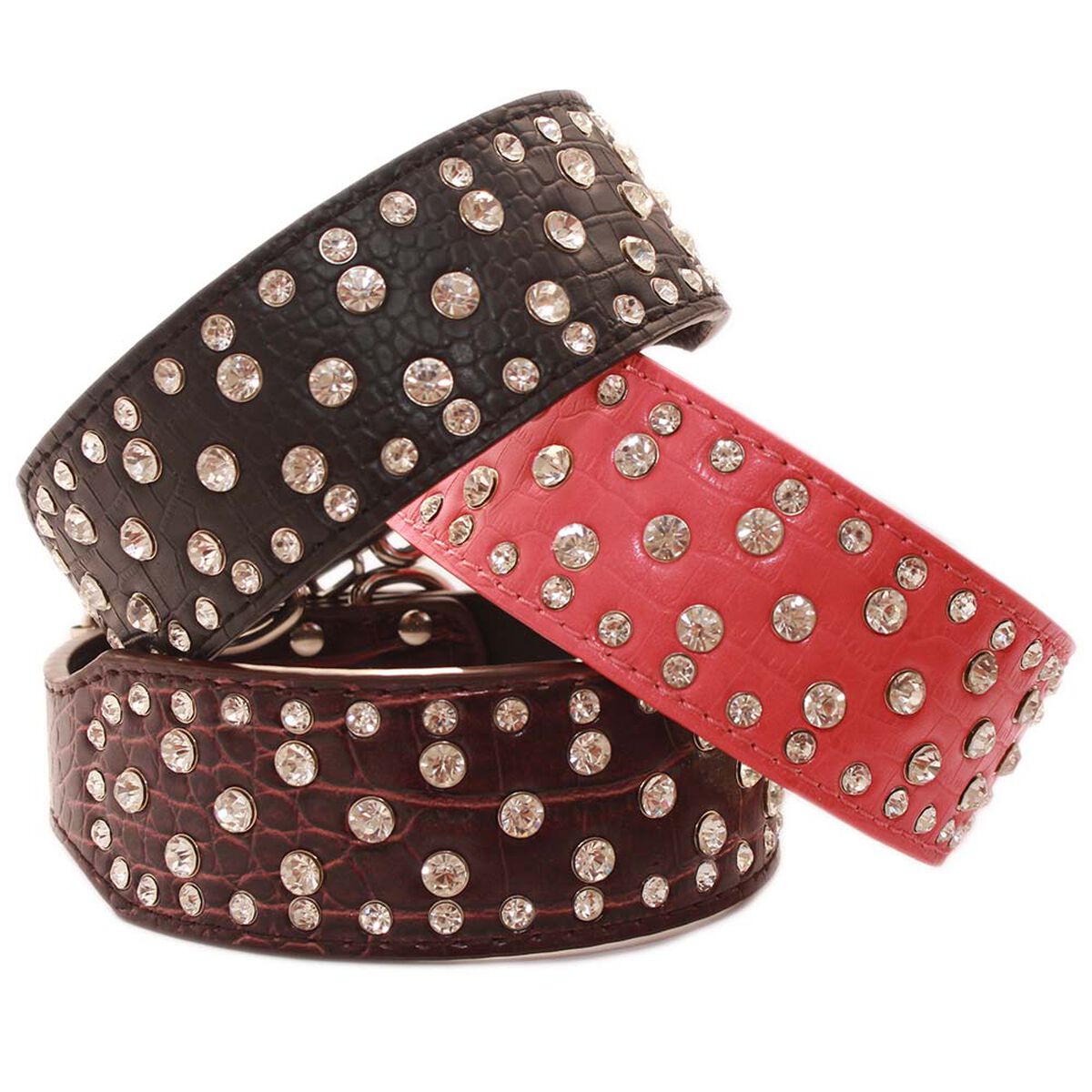 Collar Mascan Grueso con Diamantes Eco Cuero para Perro