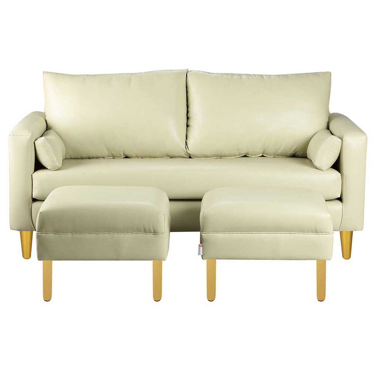 Juego de Living Bodevir Sky PU 01 Sof&aacute; 3 Cuerpos + Dos Pouf 1 Cuerpo Beige&nbsp;