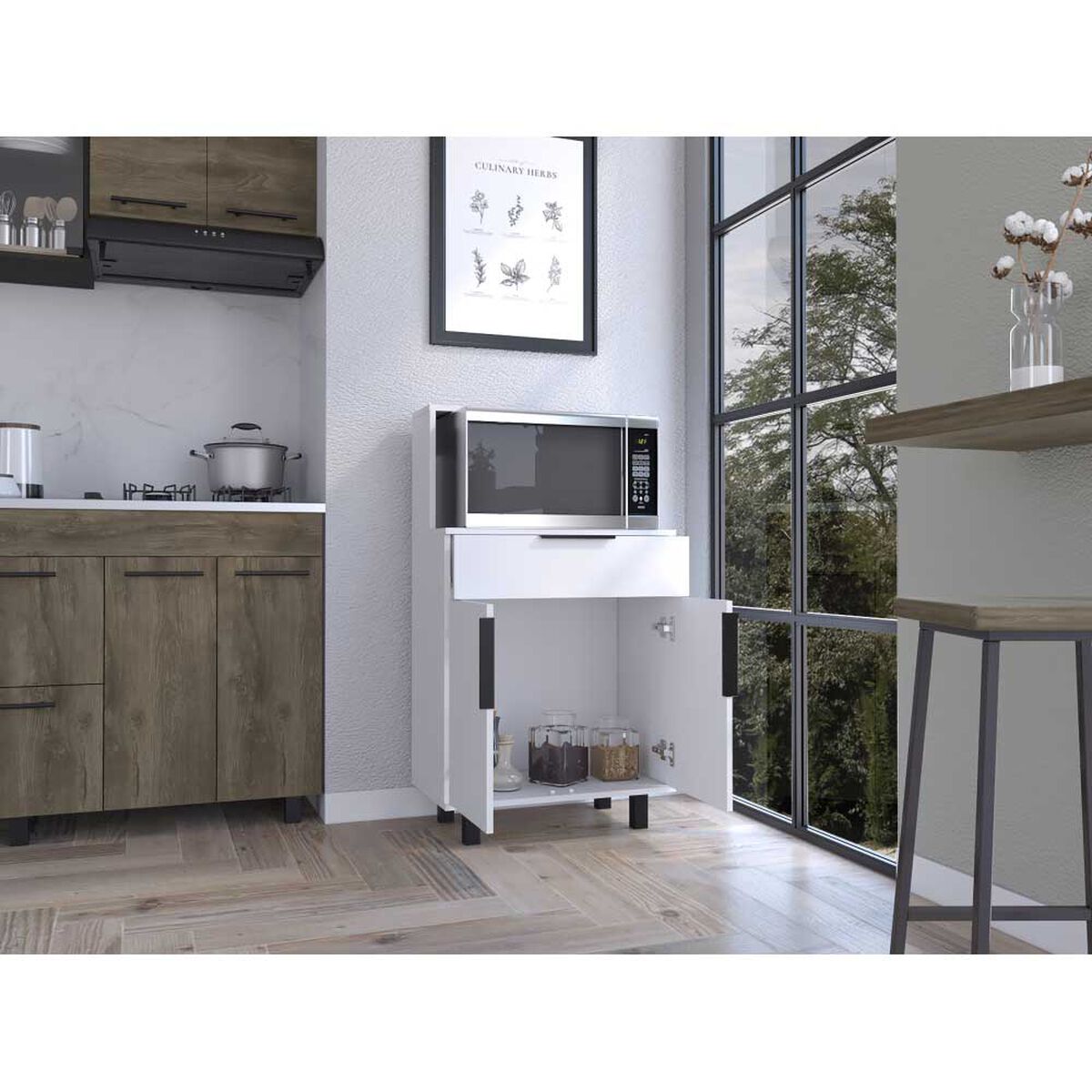 Mueble para Microondas Bajo TuHome Oshawa 2 Puertas 1 Cajón Blanco