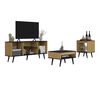 Combo Mons Rack TV +  Mesa de Centro + Mesa Lateral Lamina Mel/Preto