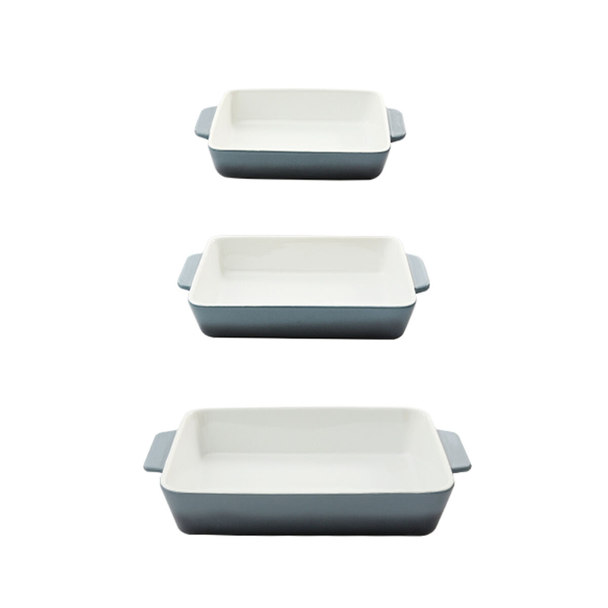 Set 3 Fuentes de Cerámica para Horno Gris Simplit