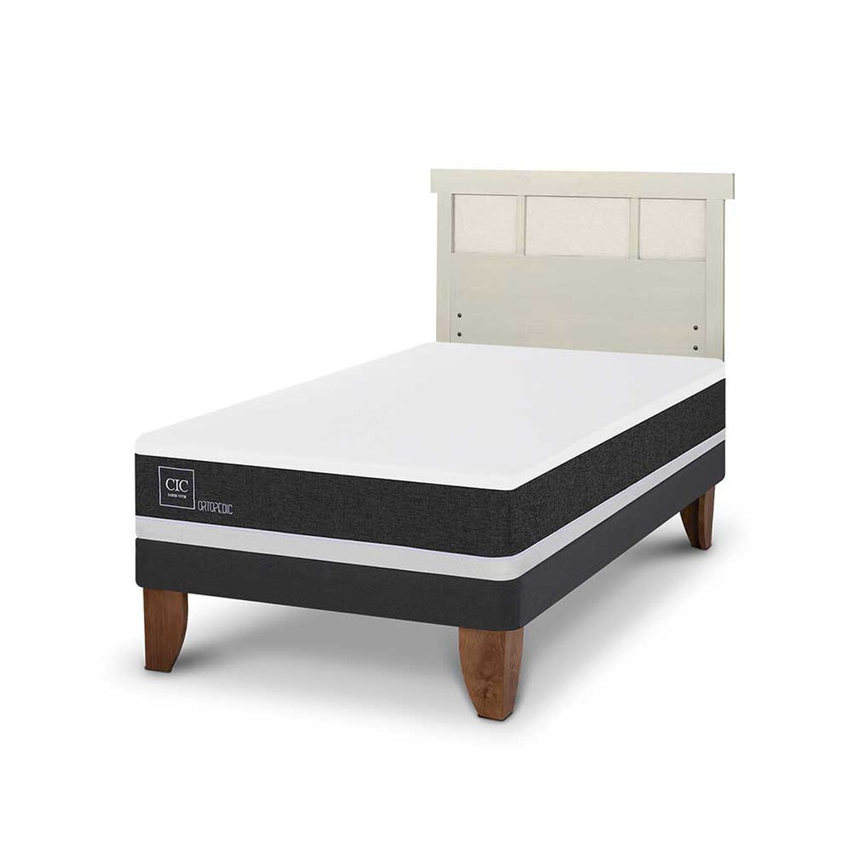 Cama Europea CIC 1,5 Plazas Ortopedic + Respaldo Dublin Alpino