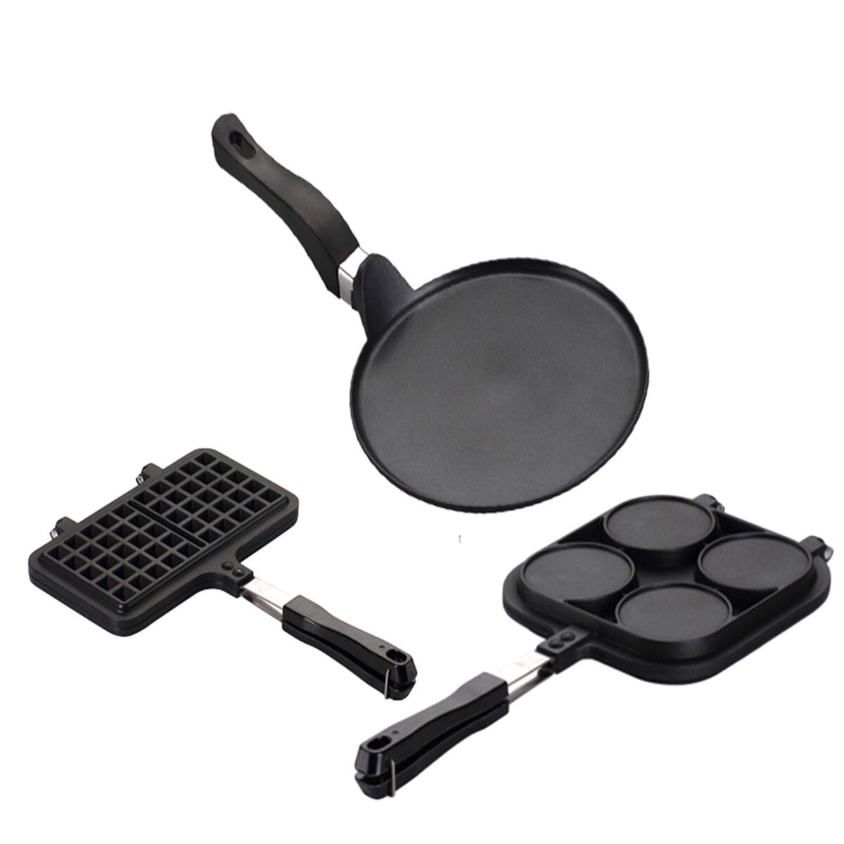 Set 3 Piezas Sartén Wafflera Panquequera y Pancakes Teflón La Soluzione