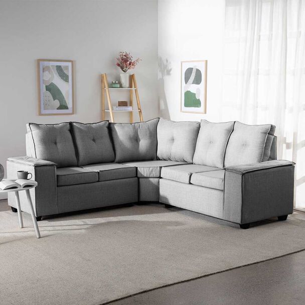 Sofá Seccional Mexx Muebles Hamburgo 5 Cuerpos Gris