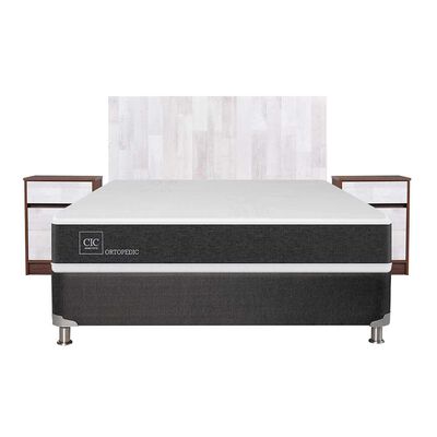 Imagen 1 del producto Box Spring CIC 2 Plazas Ortopedic + Respaldo + 2 Veladores