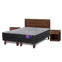 Cama Europea Flex Base Dividida 2 Plazas Therapedic Plus + Respaldo + 2 Veladores Asturias