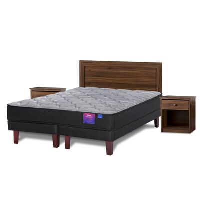 Imagen 1 del producto Cama Europea Flex Base Dividida 2 Plazas Therapedic Plus + Respaldo + 2 Veladores Asturias