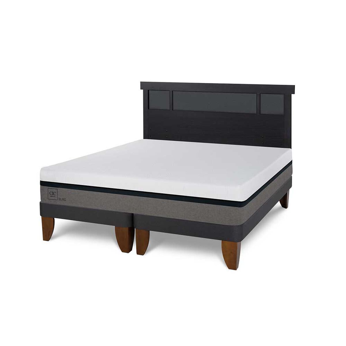 Cama Europea CIC Base Dividida King Balance + Respaldo Dublin Negro