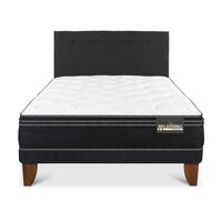Cama Europea Belsogno 1,5 Plazas Premium + Respaldo Black