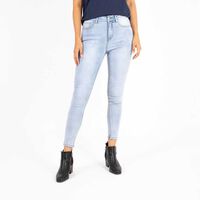 Jeans Skinny Mujer Zibel Celeste, Crudo, Negro