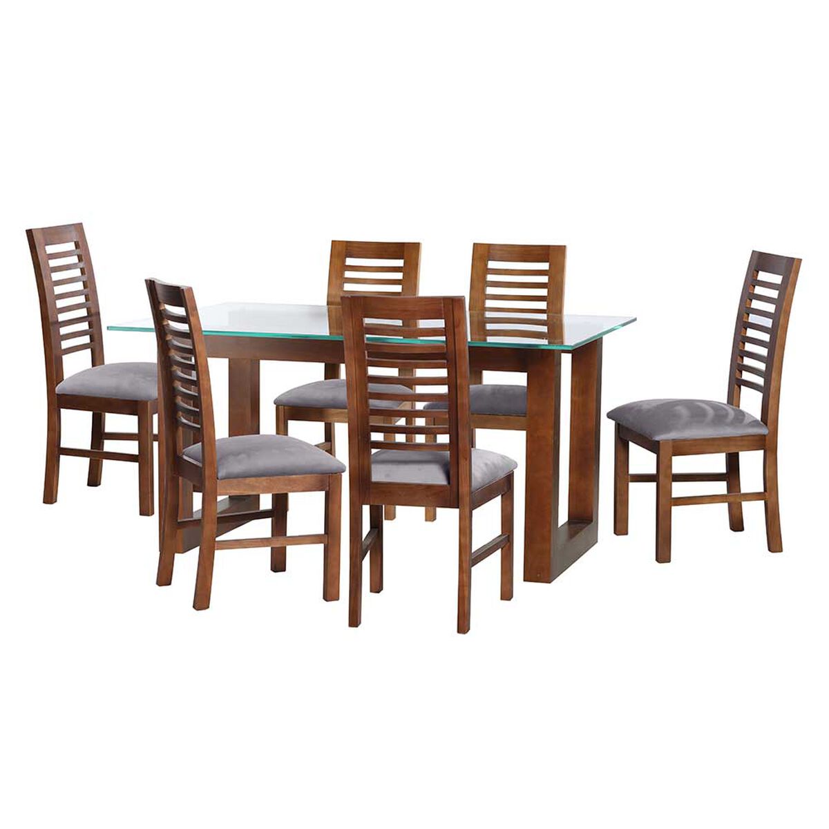 Juego de Comedor Latam Home Pamplona Girona 6 Sillas Cuero Negro