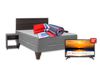 Combo Cama Europea Celta 2 Plazas New Atlantis + LED 32" Hyundai HY32HS20 Smart TV HD + Respaldo + 2 Veladores + Set Textiles + 2 Almohadas