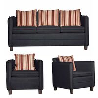 Juego de Living Ruzam Mobel Barcelona Sofá 3 Cuerpos + Dos Sillones 1 Cuerpo Lino Negro