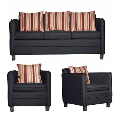 Imagen 1 del producto Juego de Living Ruzam Mobel Barcelona Sofá 3 Cuerpos + Dos Sillones 1 Cuerpo Lino Negro