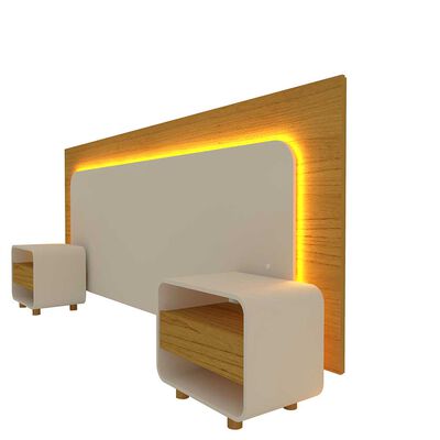 Imagen 2 del producto Respaldo 2 Plazas + 2 Veladores Decocasa Innova Led Natural Off White