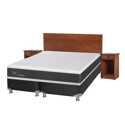 Imagen 2 del producto Box Spring CIC Base Dividida 2 Plazas New Ortopedic + Respaldo + 2 Veladores New Villarrica