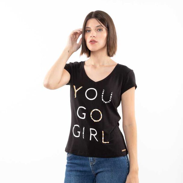 Polera Con Estampado Manga Corta Mujer Fiorruci