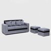 Juego de Living Paris Sofá 3 Cuerpos + Dos Pouf 1 Cuerpo Gris Negro