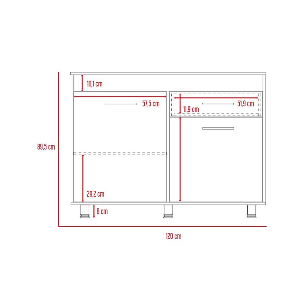 Mueble de Cocina Inferior TuHome Orion 3 Puertas 1 Cajón Duna Blanco