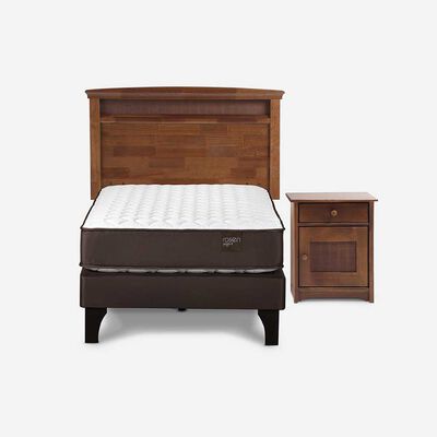 Cama Europea Rosen 1 Plaza Ergo T + Respaldo + Velador