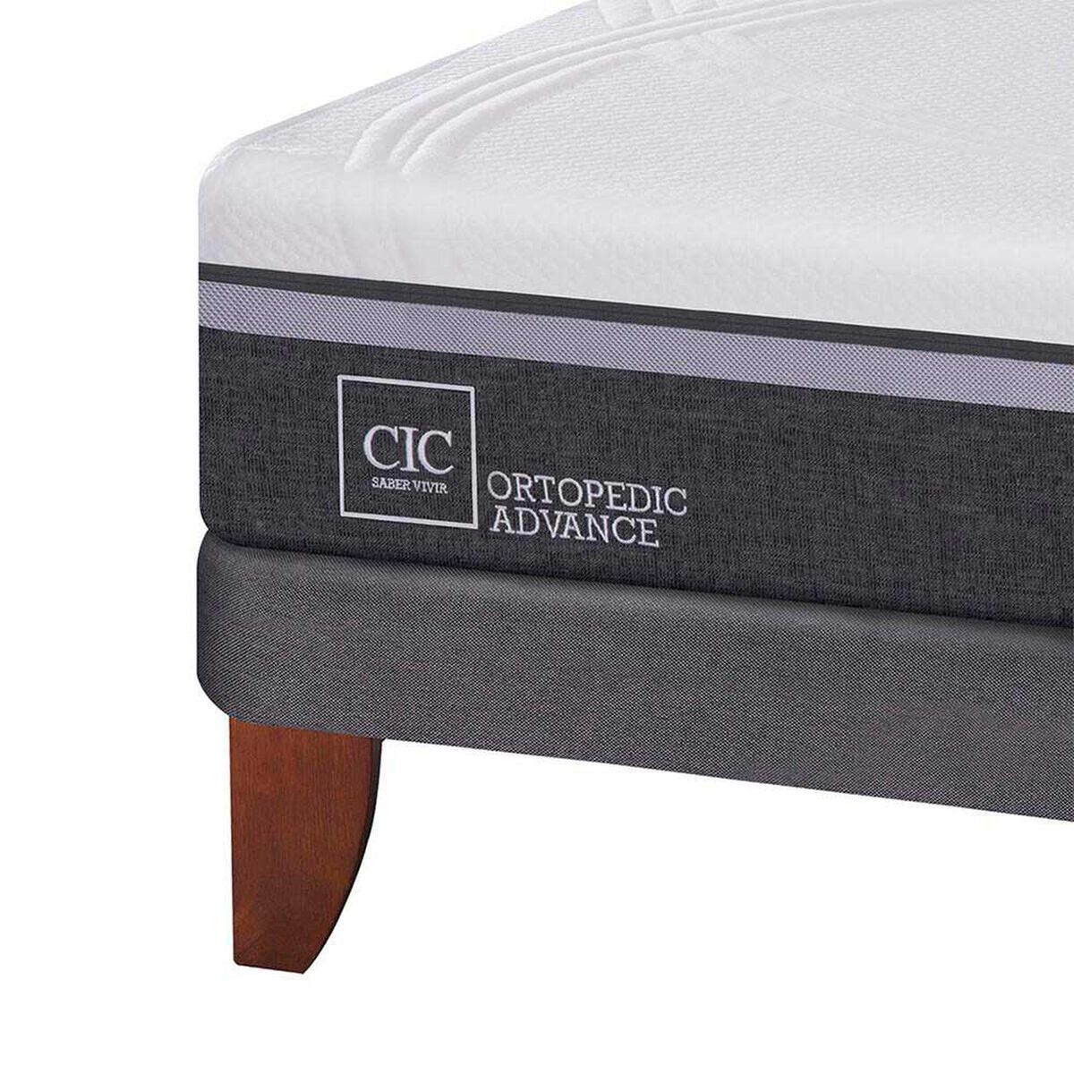 Cama Europea CIC Base Dividida 2 Plazas Ortopedic Advance + Respaldo + 2 Veladores