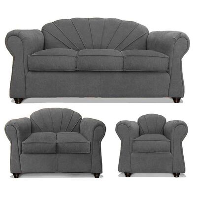 Juego de Living Elegant Detail Marsella Sofá 3 Cuerpos + Sofá 2 cuerpos + Sillón 1 Cuerpo Gris