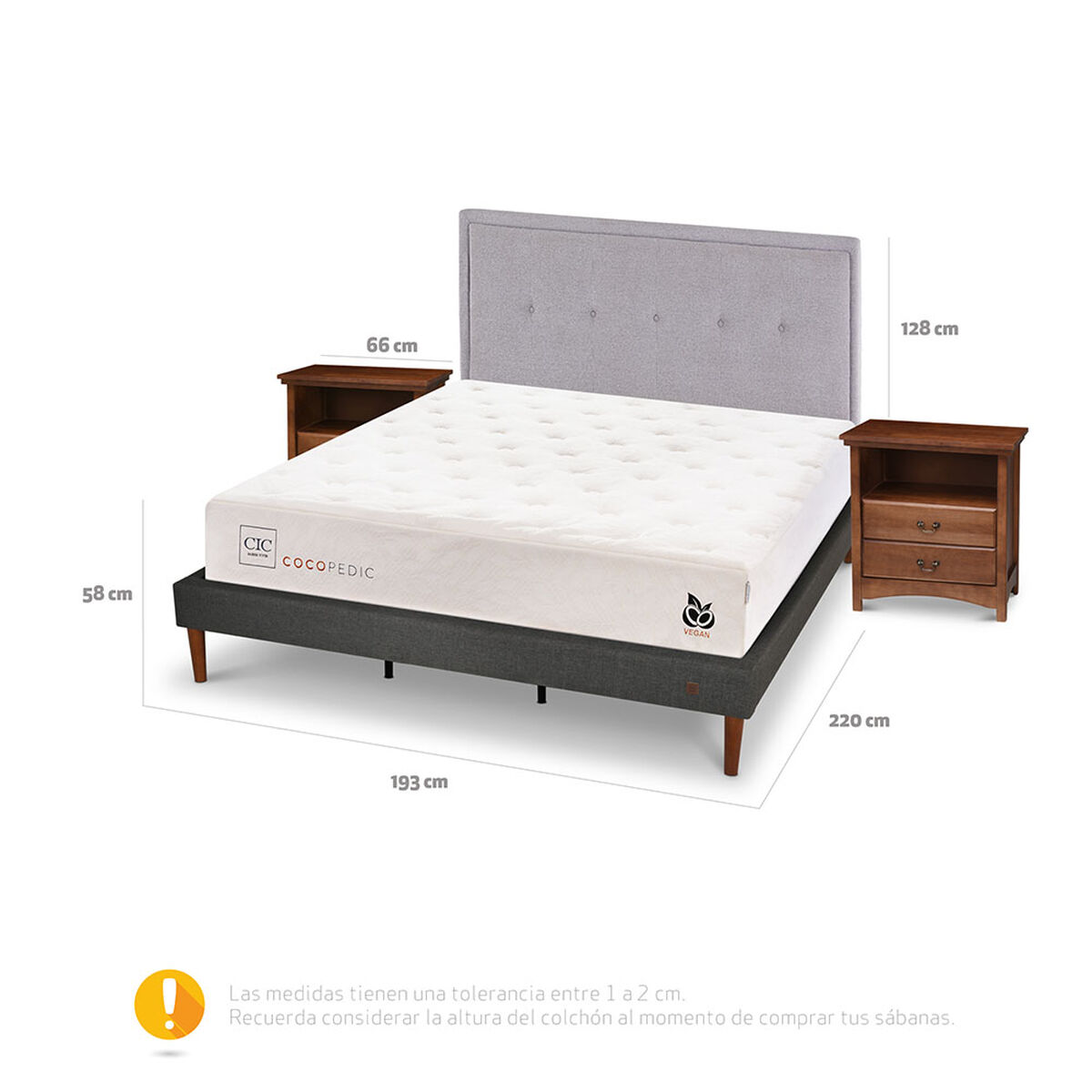 Cama Europea CIC Base Normal King Cocopedic