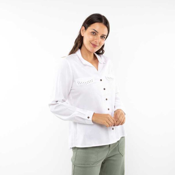 Blusa Lisa Manga Larga  Mujer Alma