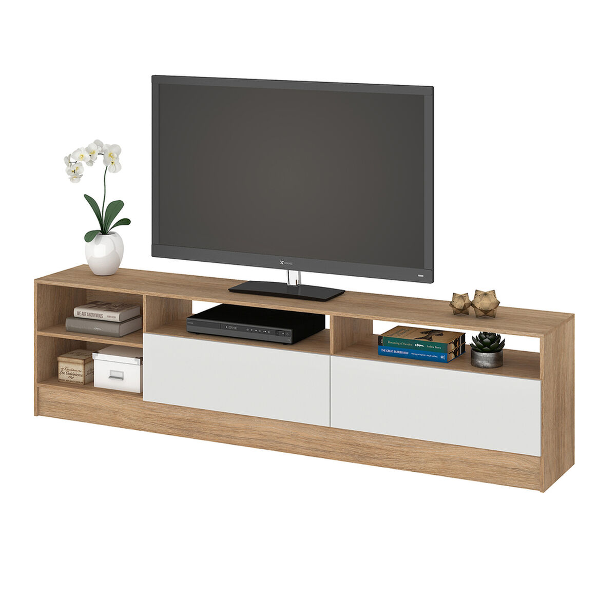Rack TV Vekkahome Moyan 75 pulgadas Café