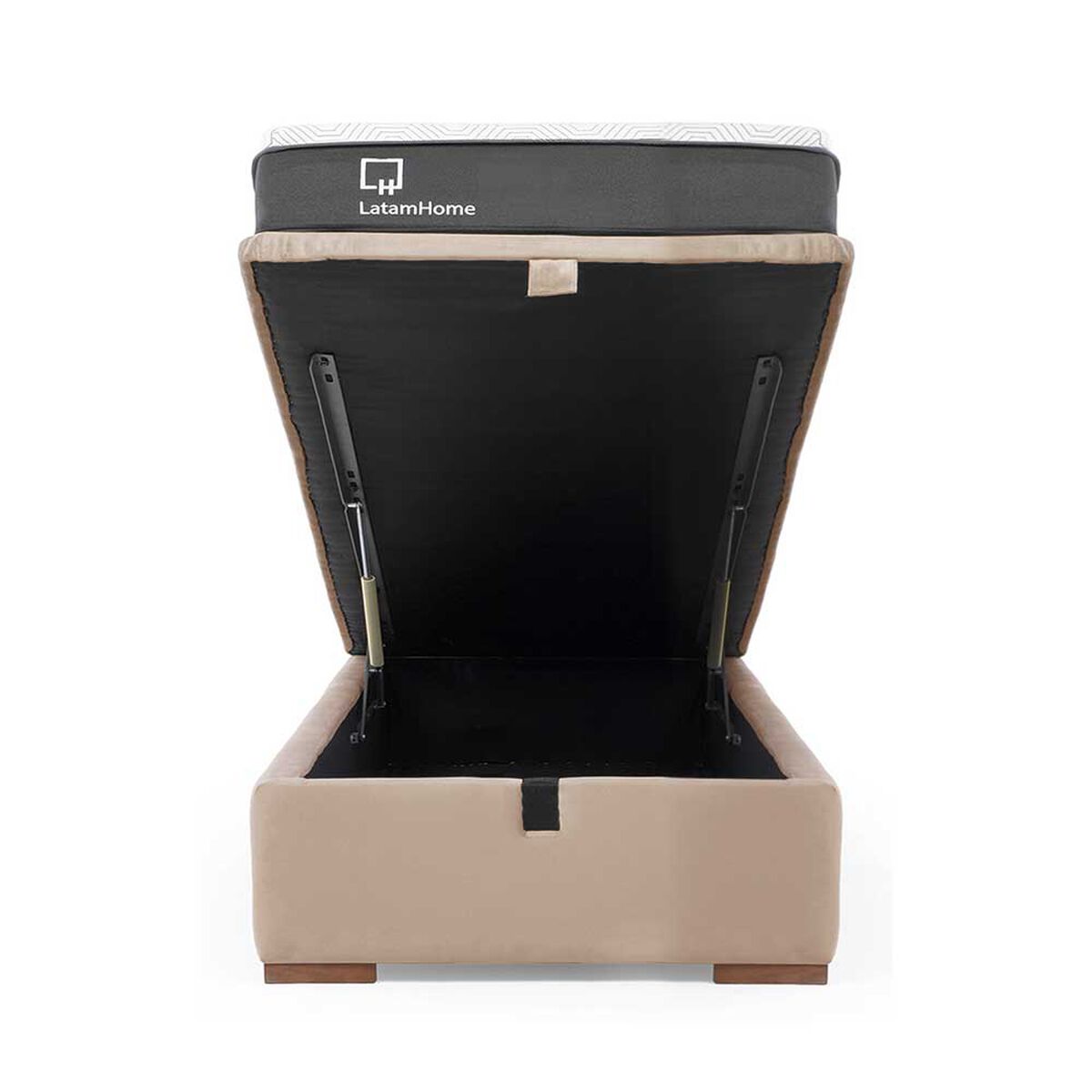 Cama Boxet Latam Home 1.5 Plazas + Colch&oacute;n Resortes Zen Pro Funda Lavable Beige