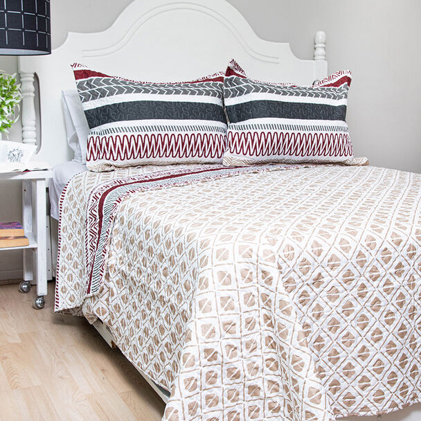 Quilt Doral 2 Plazas Patchwork Blanco