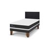 Cama Europea CIC 1,5 Plazas Ortopedic  + Respaldo Villarrica Negro