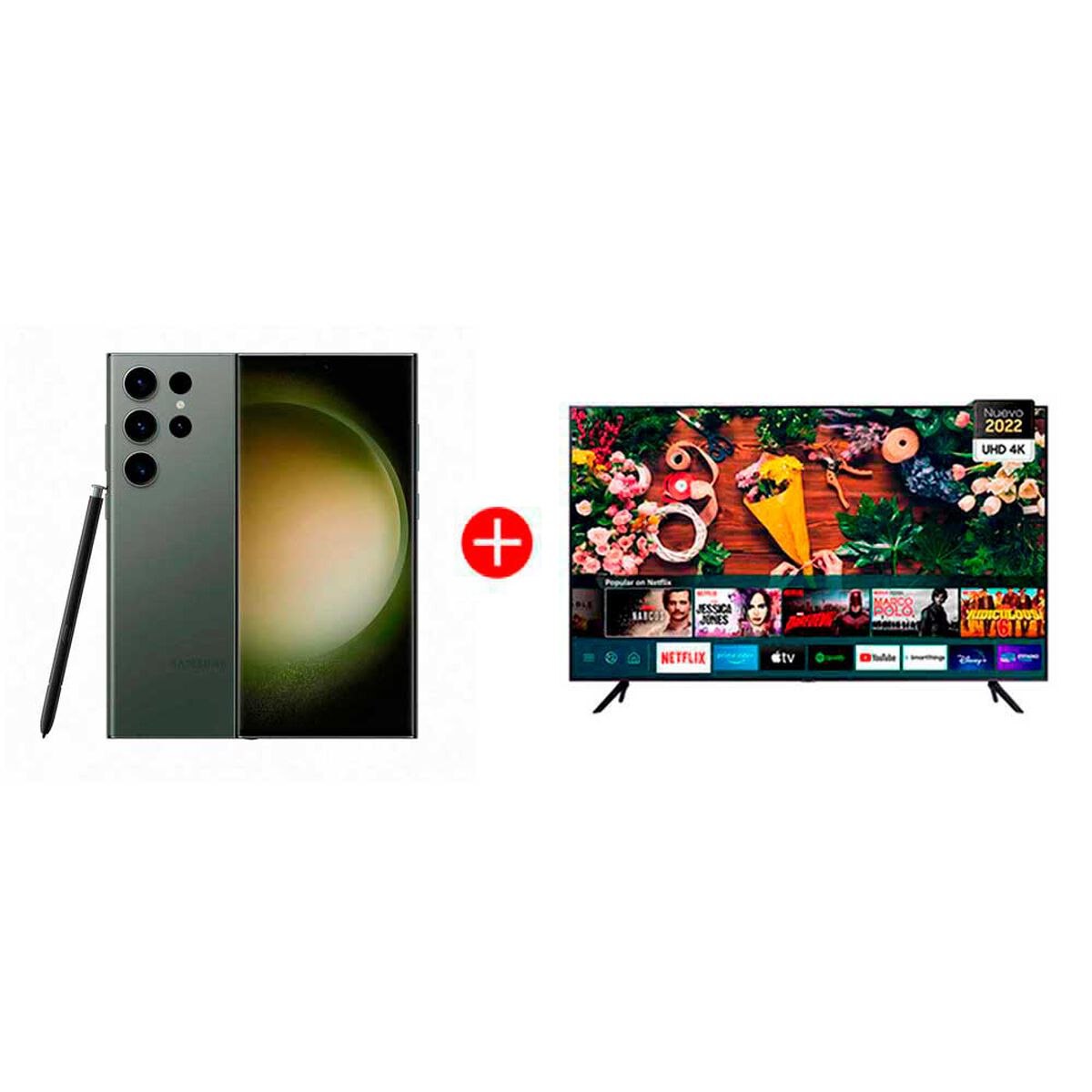 Combo Celular Samsung Galaxy S23 Ultra 512GB 6,8" Green Liberado + LED 50" UN50AU7090GX Smart TV 4K UHD 2022