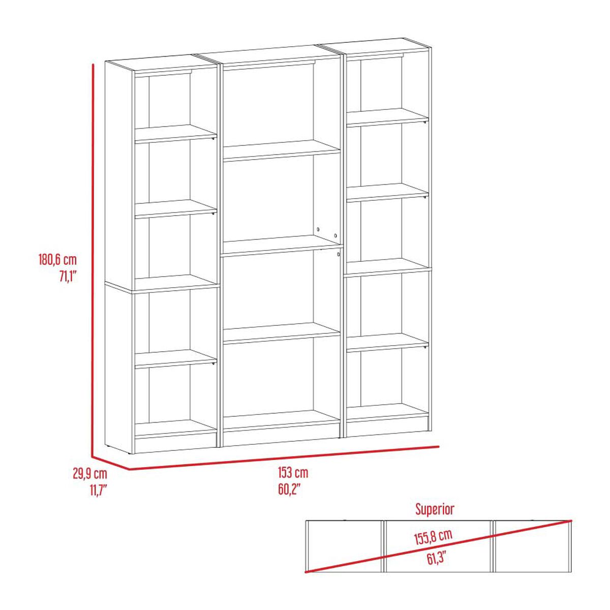 2 Estantes 45 cm + Estante 4 Repisas TuHome Home Wengue