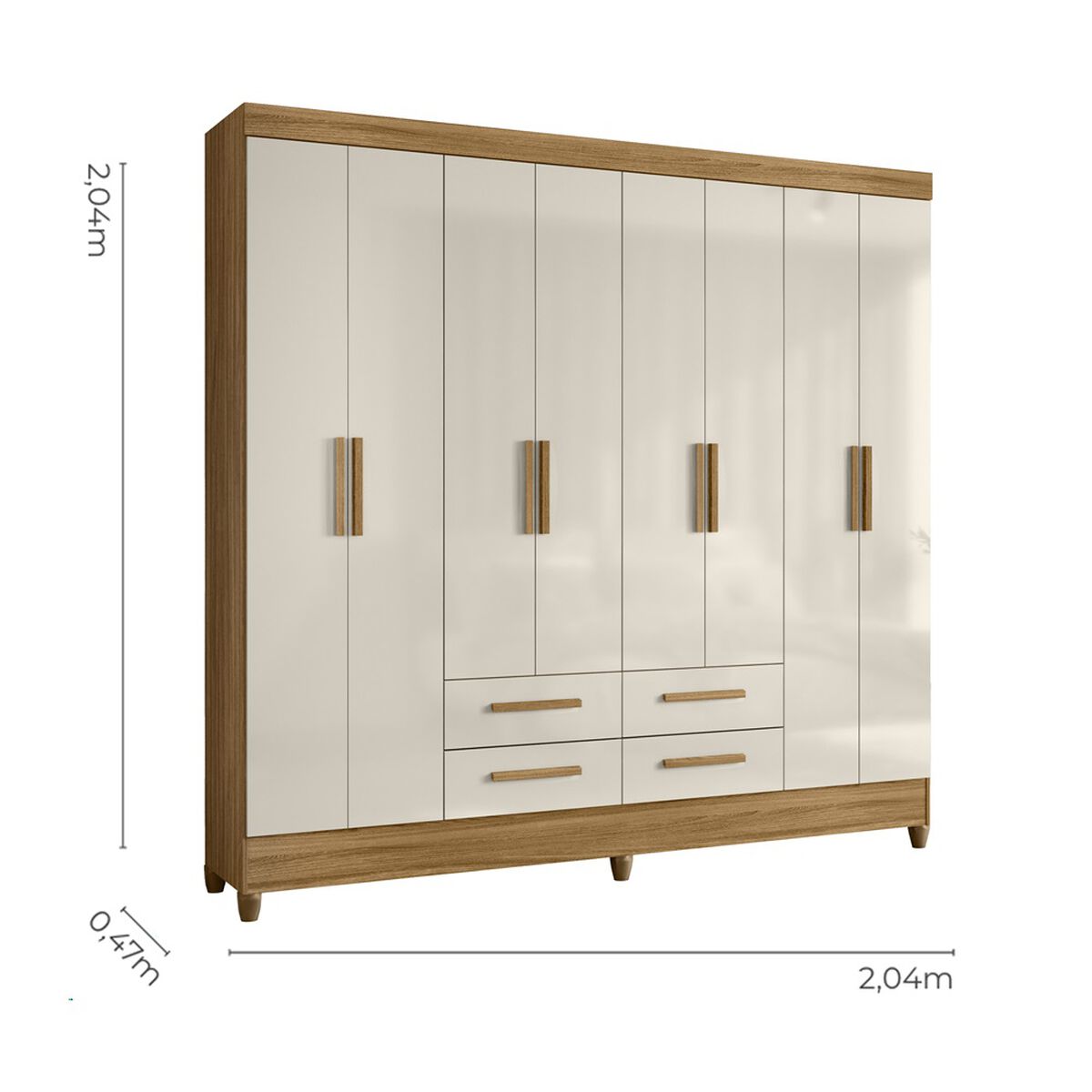 Closet Di Poretti Florida 8 Puertas 4 Cajones Café y Blanco