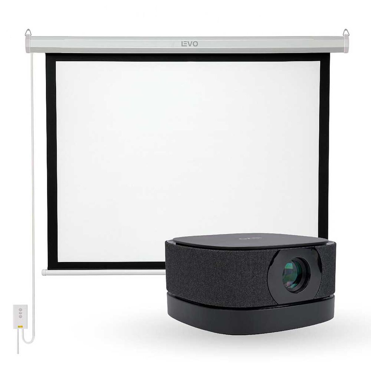 Proyector Portatil Lumix 9000lm + Telón Electrico 80" LEVO