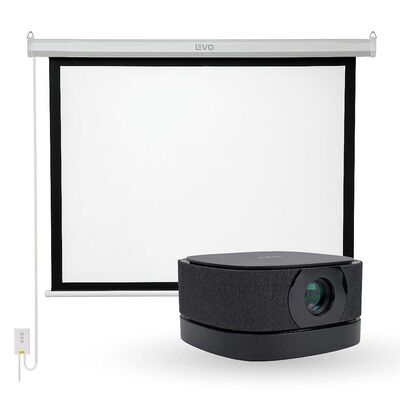 Proyector Portatil Lumix 9000lm + Telón Electrico 80" LEVO