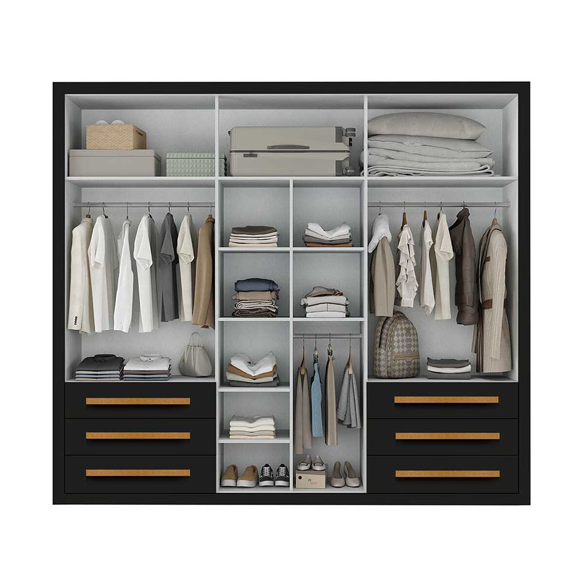 Closet Di Poretti Design Veneto 6 Puertas 6 Cajones Gris
