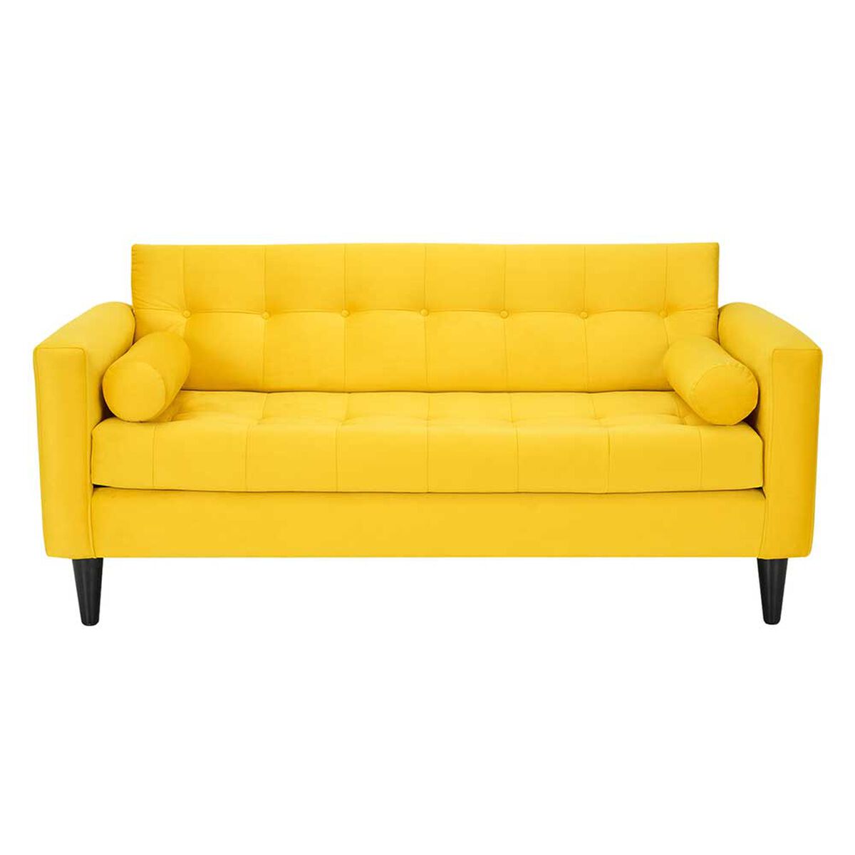 Juego de Living Bodevir Retro Felpa 3 Cuerpos + Dos Sillones 1 Cuerpo Amarillo